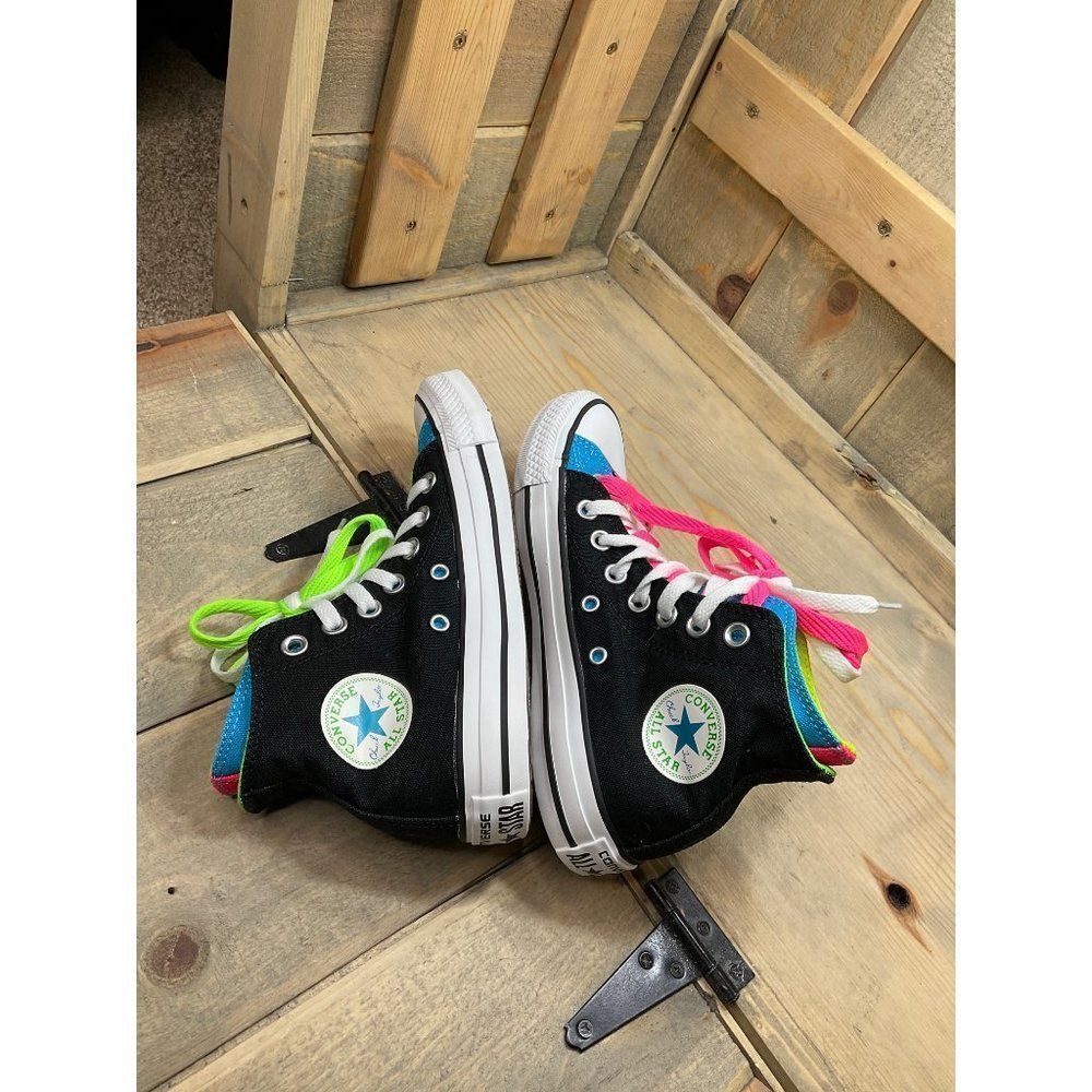 CONVERSE Neon Rare Double Lace Mens US4 Womens US6 Black Green Pink Vietnam - Picture 6 of 10